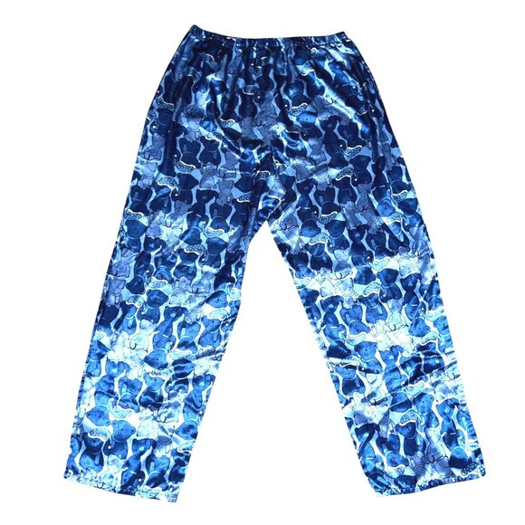 Silky Teddy Bear Wide Leg High Waisted Sleep Pants Sz XL Womens Blue - Picture 2 of 8
